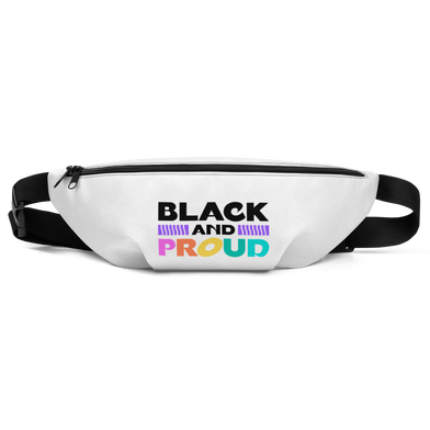 Black & Proud White Fanny pack with Black Zippers