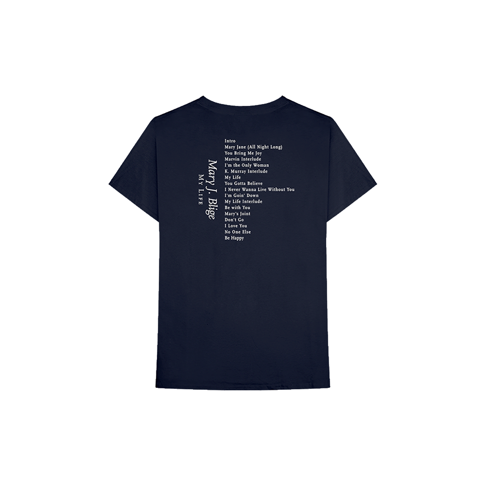 Mary J. Blige, My Life Tracklist T-Shirt (Navy) - Back